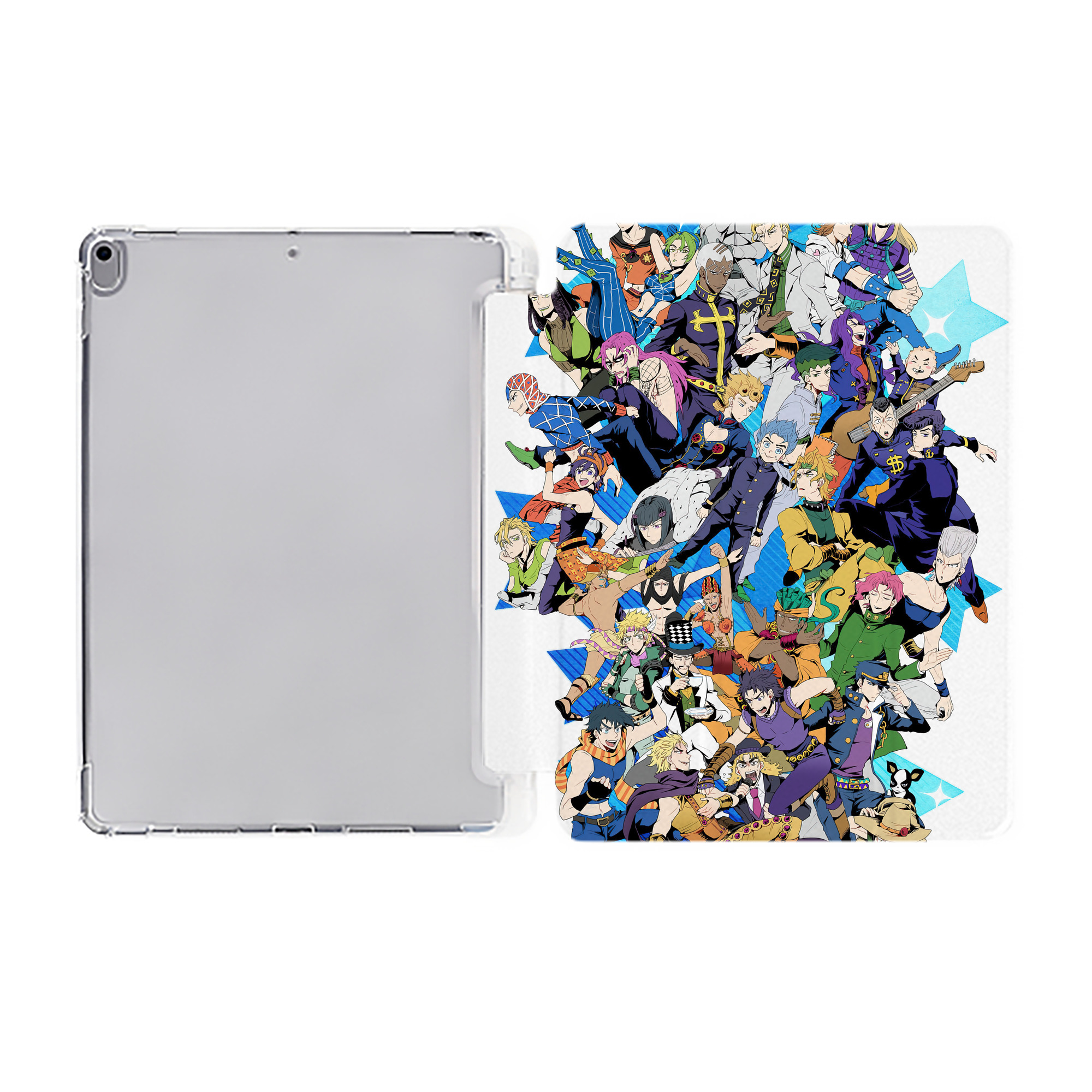 （画像用） ジョジョの奇妙な冒険 JoJo's Bizarre Adventure IPad ケース ペン収納付き 三つ折りスタンド PUレザー×シリコン 対応機種9.5/10.5/10.9インチ